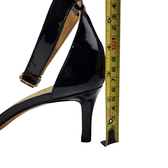 Women's 7 M Talbots Black Patent Leather Ankle Strap Sandals Heels Pump 2.5" - Picture 6 of 12